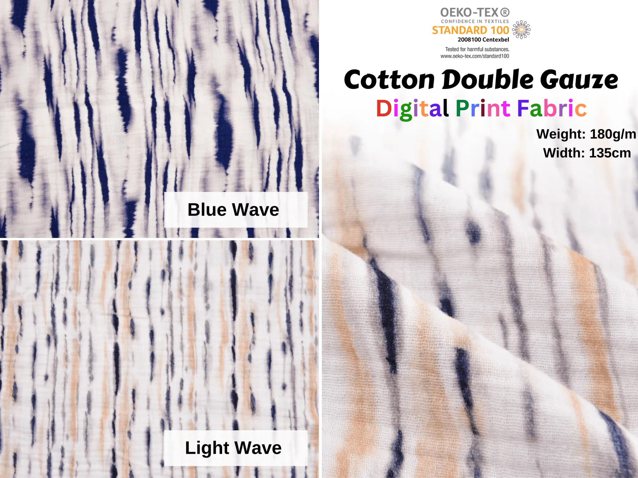 100% Cotton Double Gauze /Muslin Digital Prints Fabric -6570