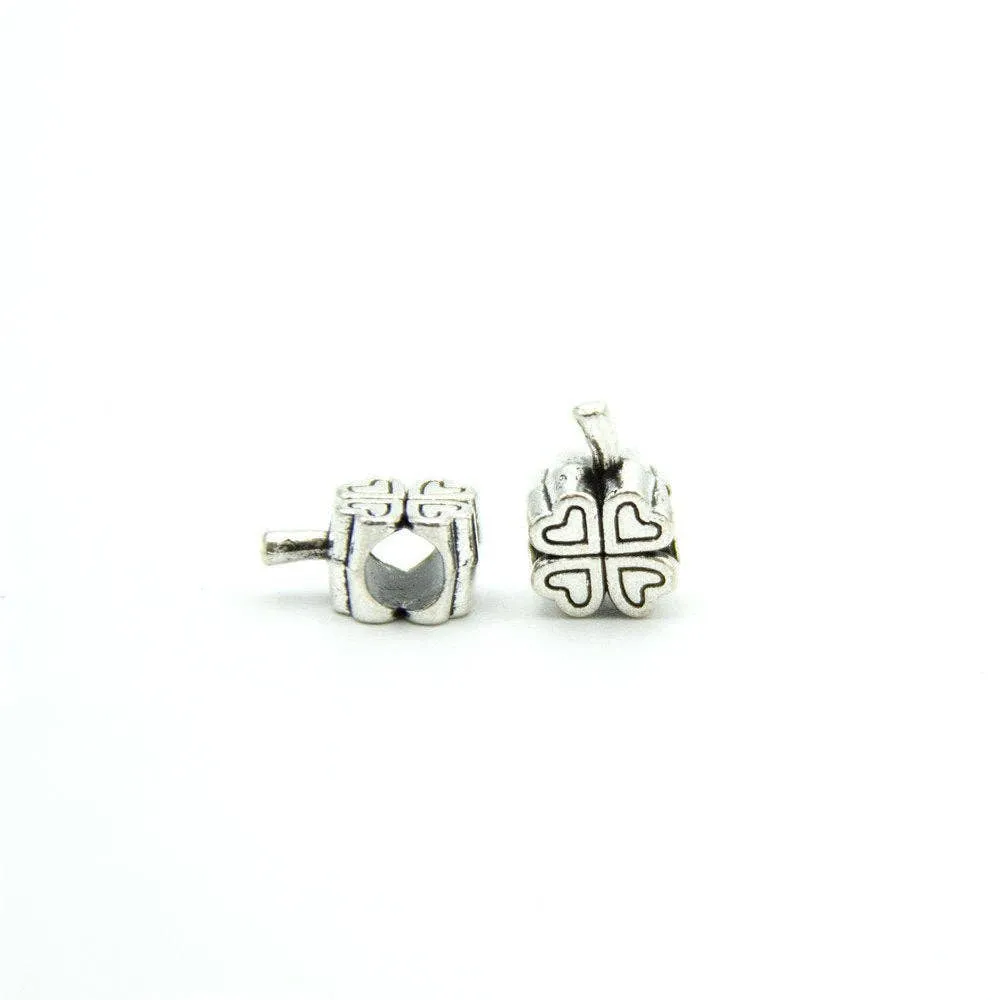 30pcs For 3mm leather antique sliver zamak Clover beads big hole beads Jewelry supply Findings Components D-5-3-86