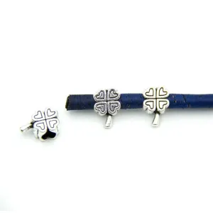 30pcs For 3mm leather antique sliver zamak Clover beads big hole beads Jewelry supply Findings Components D-5-3-86