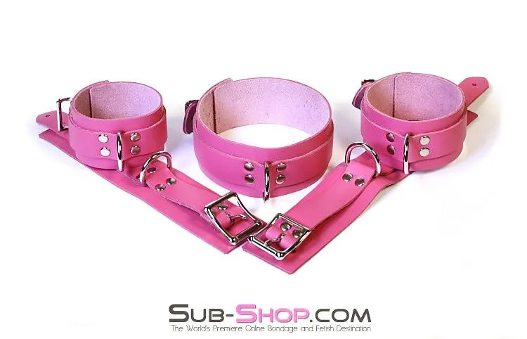 5725A-SIS      Sissy Bondage Slave to Love Hot Pink Bondage Ankle Cuffs