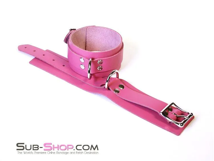 5725A-SIS      Sissy Bondage Slave to Love Hot Pink Bondage Ankle Cuffs