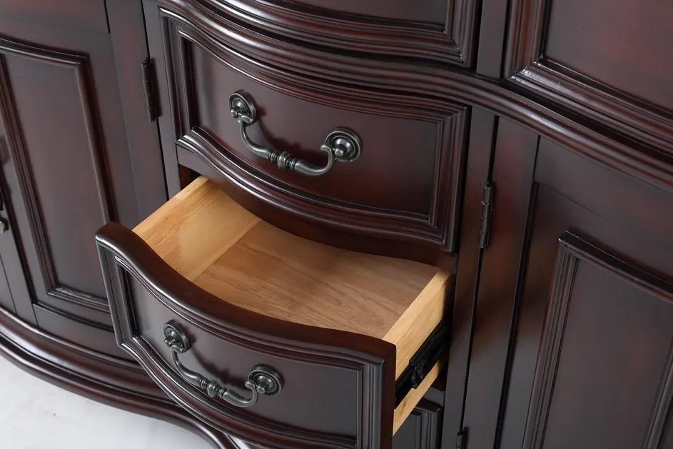 64" Traditional Style Cherry Wood Hopkinton Double Sink Bathroom Vanity GD-4438W-64