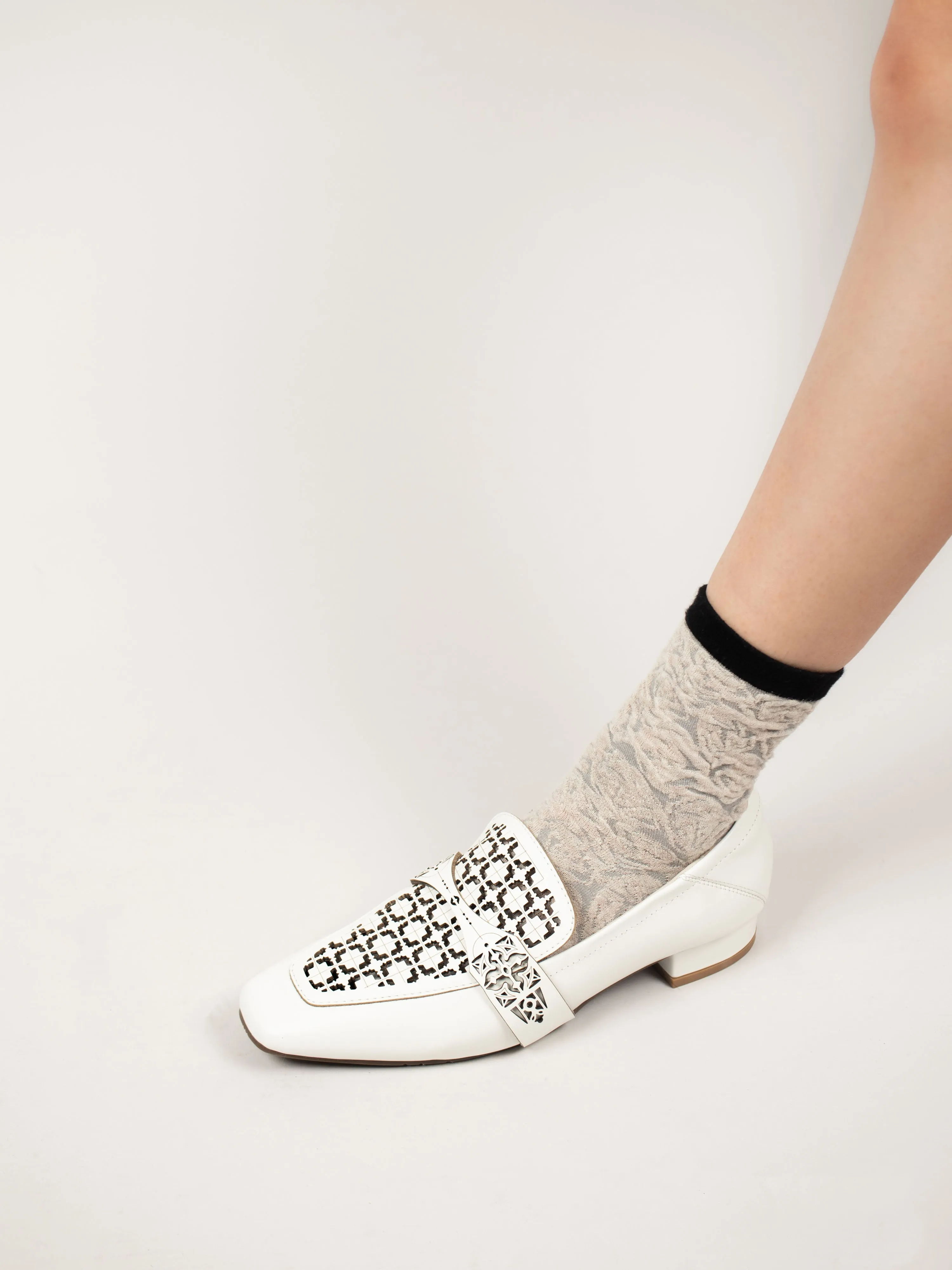 Almond-Toe Laser-Cut Loafers