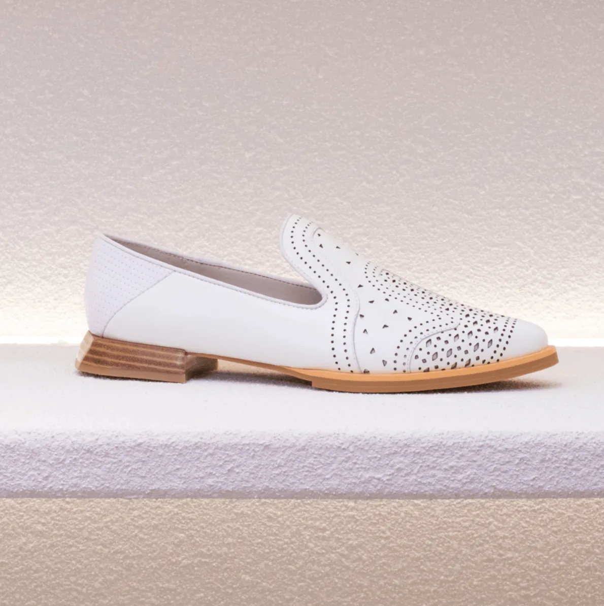 Almond-Toe Laser-Cut Oxfords
