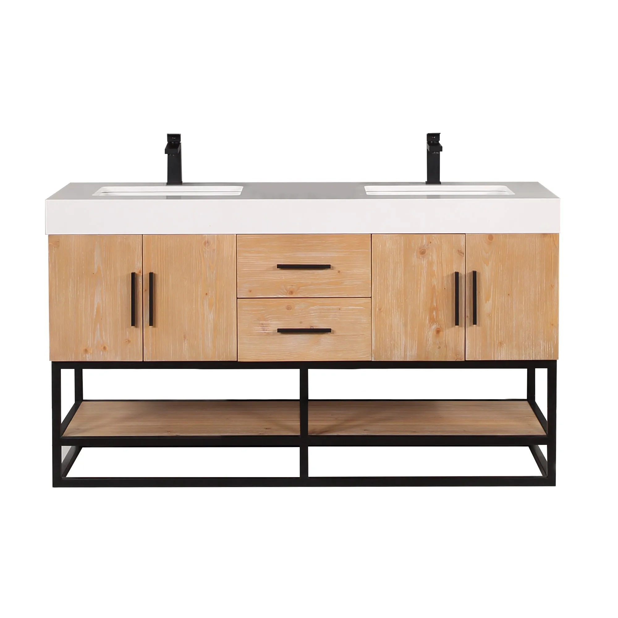 Altair Designs Bianco Double Bathroom Vanity with White Composite Stone Countertop - 552060B-LB-WH-NM