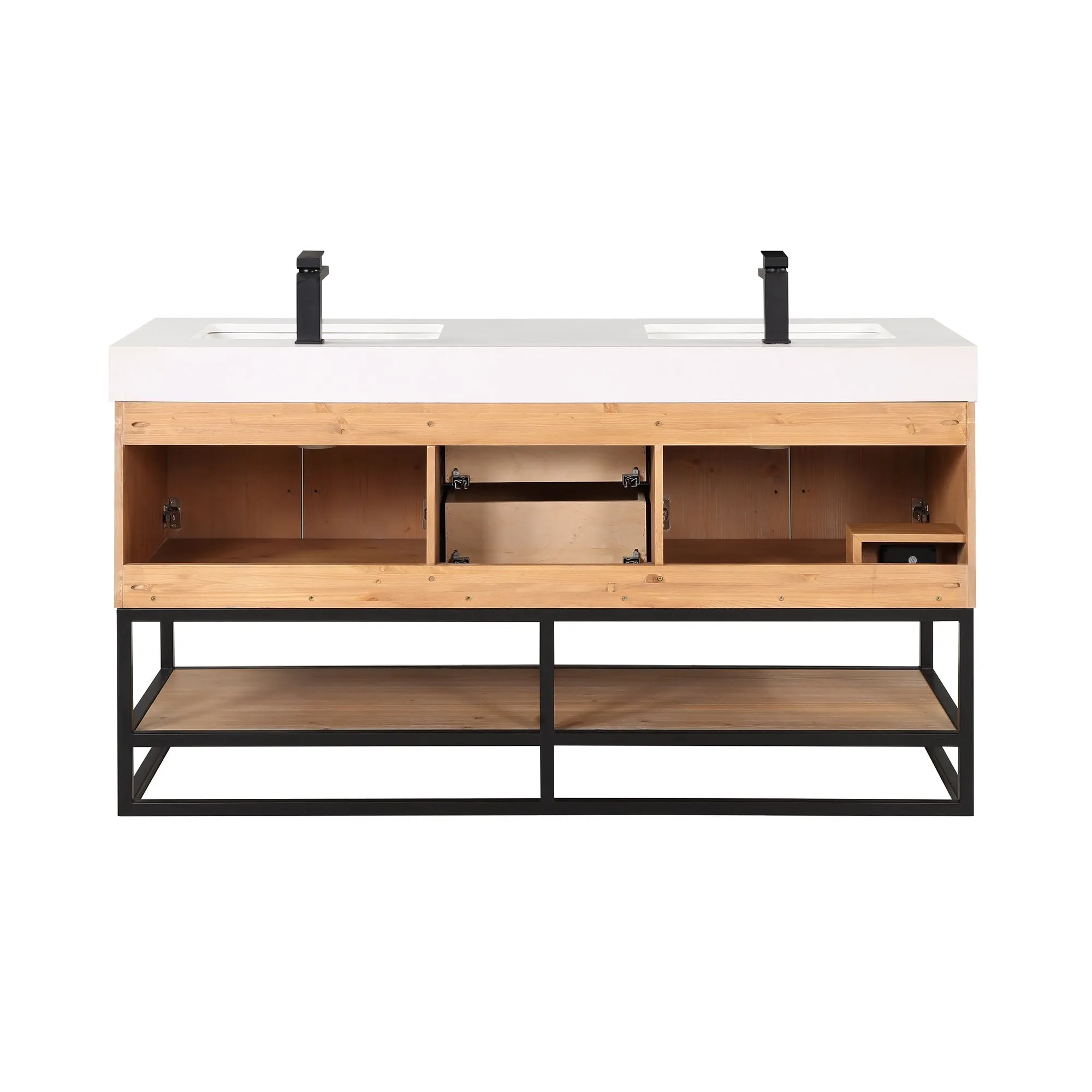 Altair Designs Bianco Double Bathroom Vanity with White Composite Stone Countertop - 552060B-LB-WH-NM