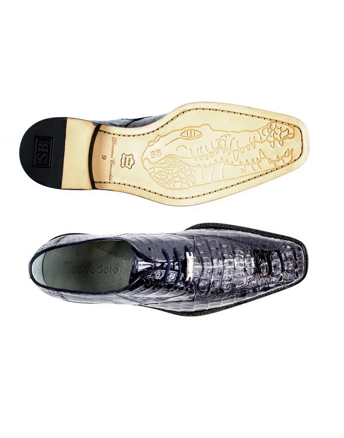 Belvedere Chapo in Navy Caiman Alligator Oxfords