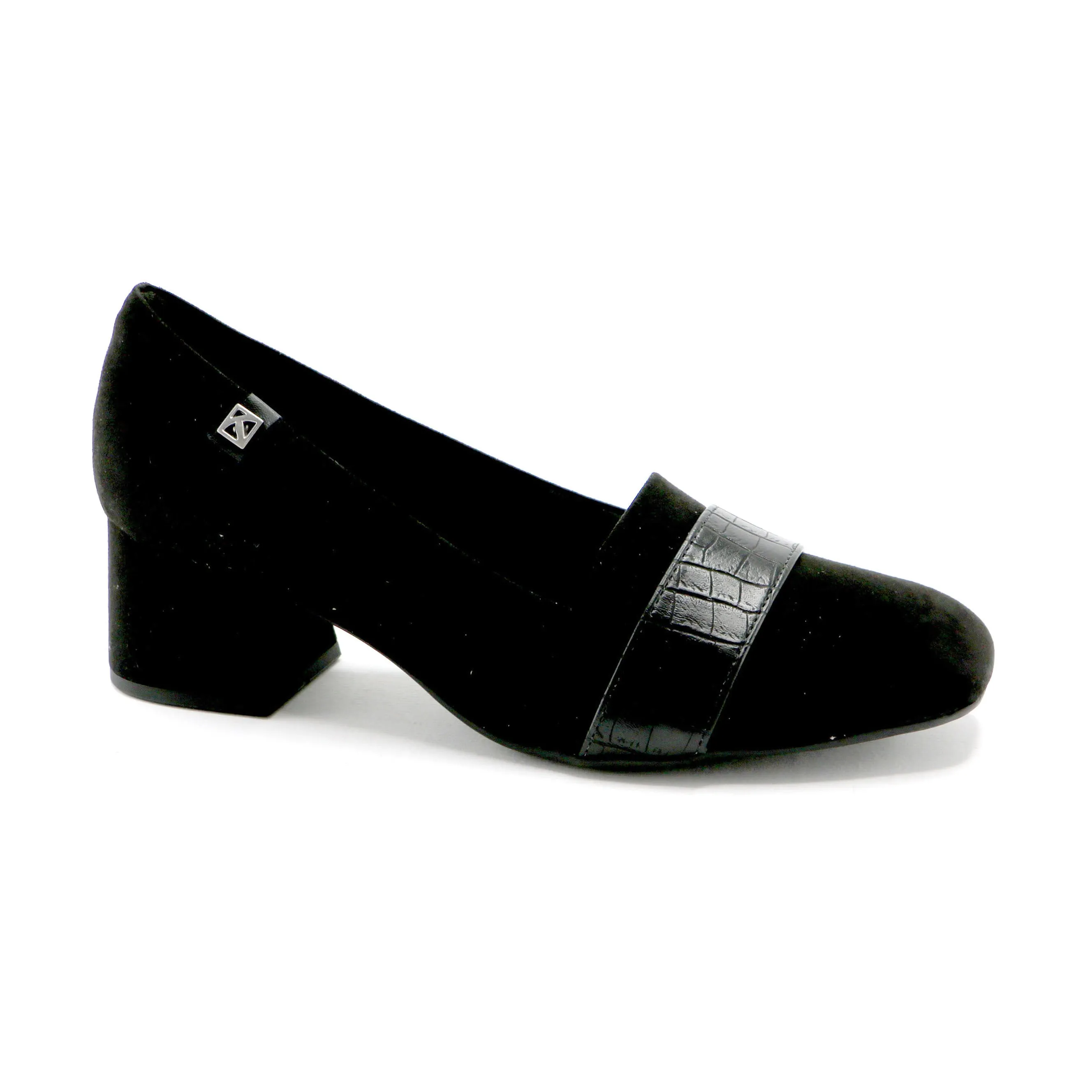 Black Microfiber Croco Pumps (151.008)