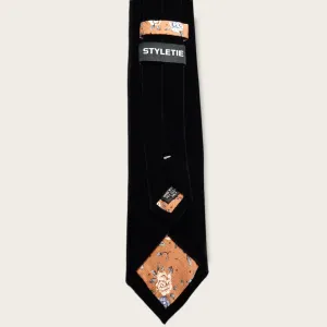 Black Velvet Floral Tie