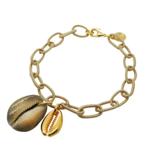 Cobra Cowrie Shell Charm Duo Woven Ankle Chain