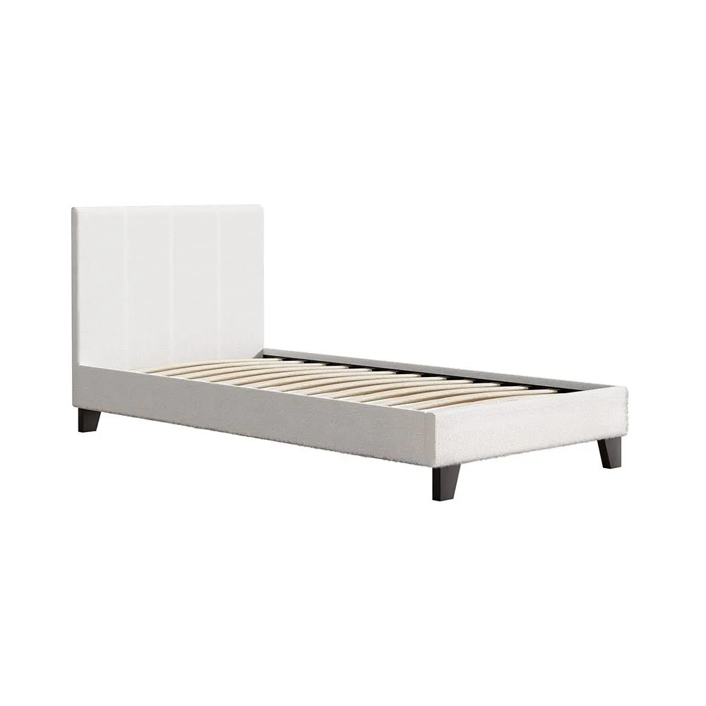 Coogee Single Bed Frame Cuddly White Bouclé