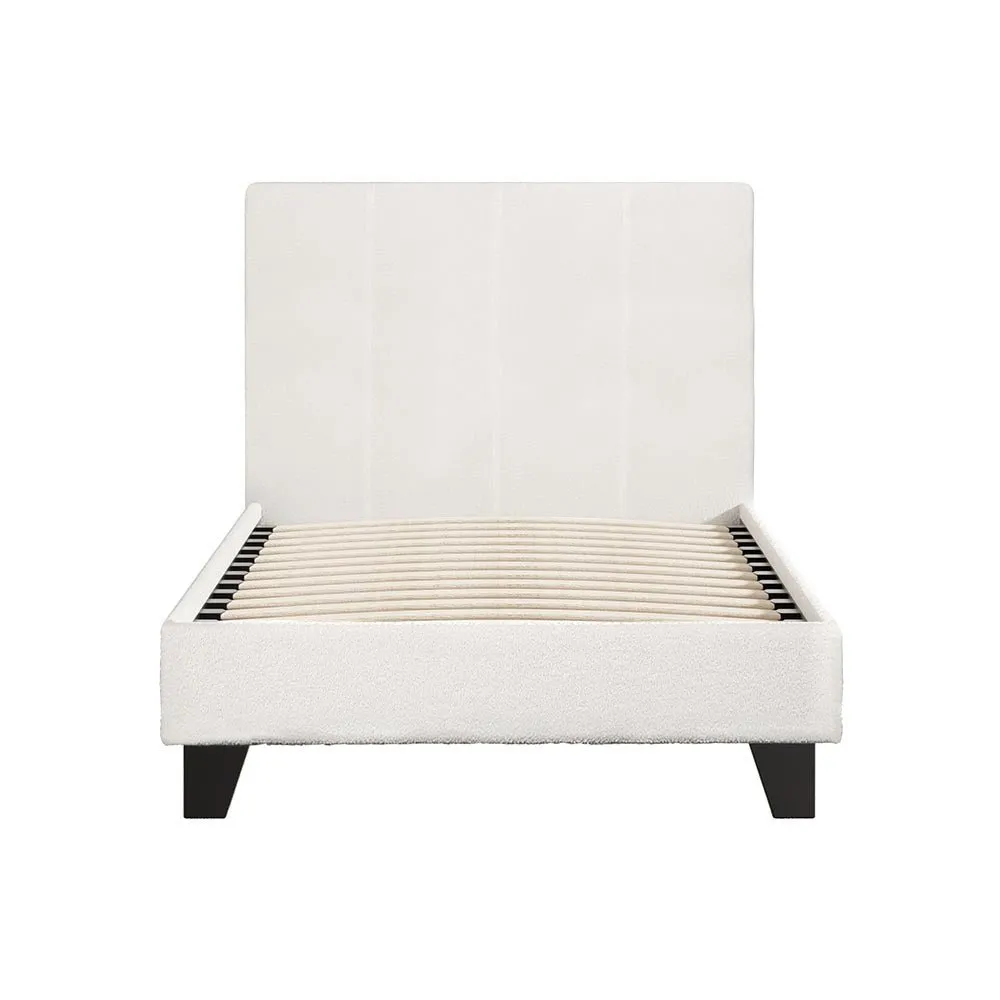 Coogee Single Bed Frame Cuddly White Bouclé