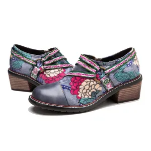 CrazycatZ Women's Leather Oxford Shoes Colorful Leather Oxfords Vintage Shoes Grey