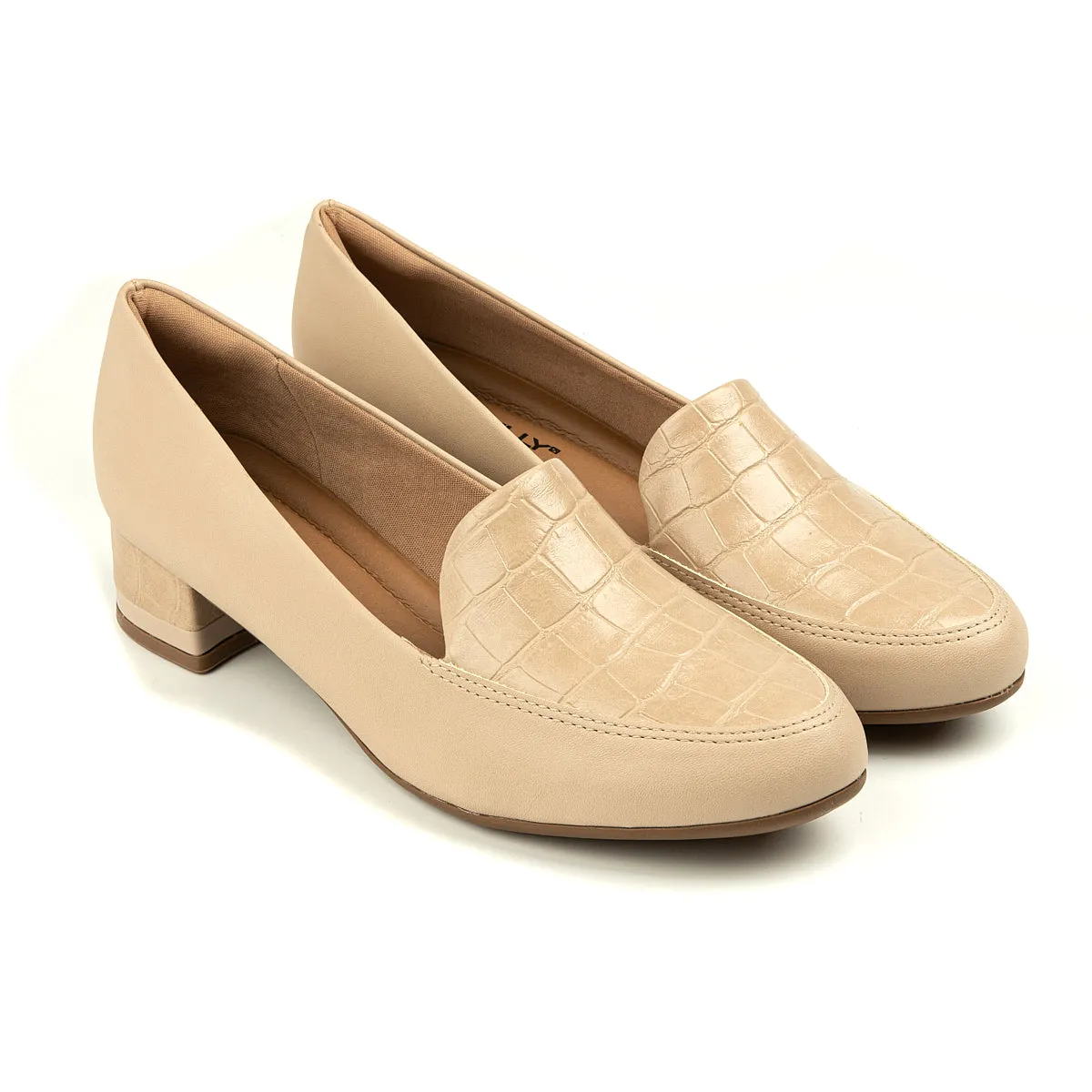 Cream Croco Pumps for Women (140.105)