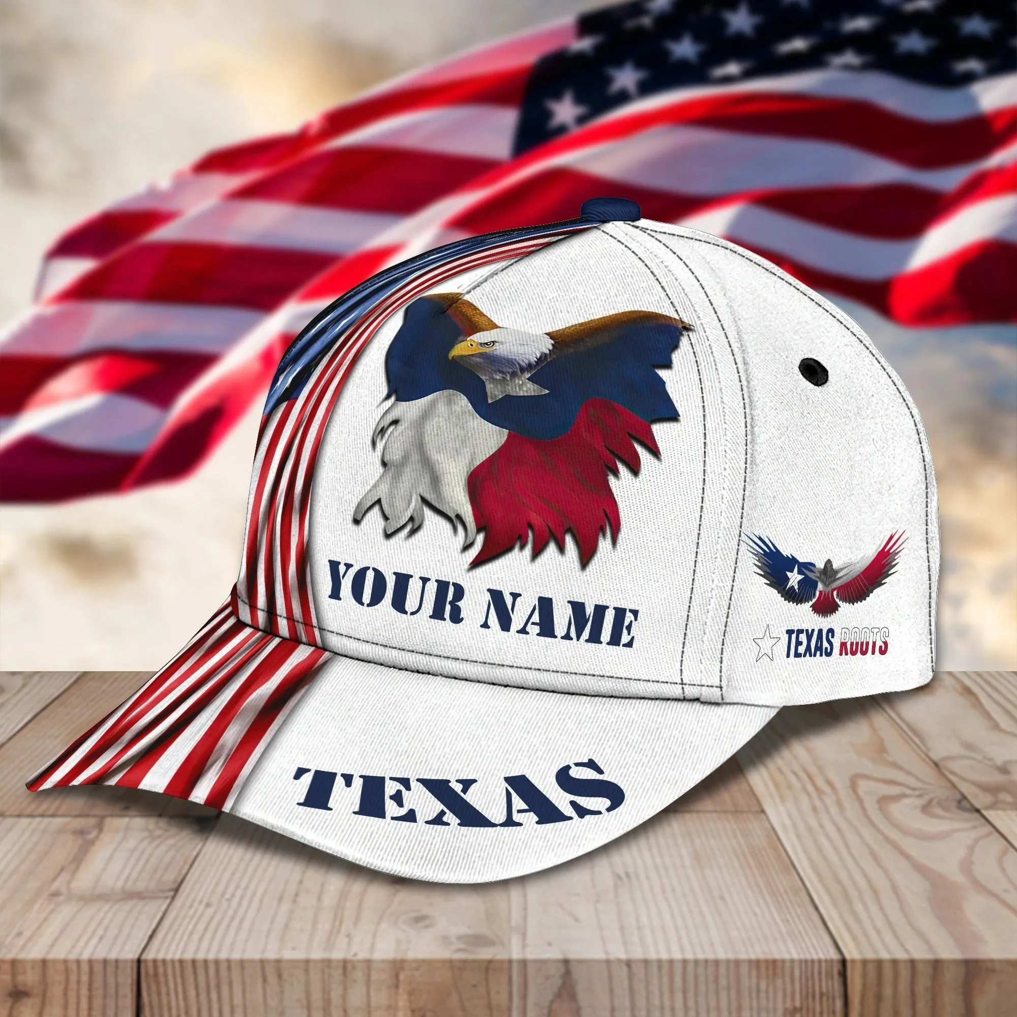 Custom 3D All Over Print Texas Roots Cap Hat, Eagle Texas Classic Cap, Baseball Texas Caps