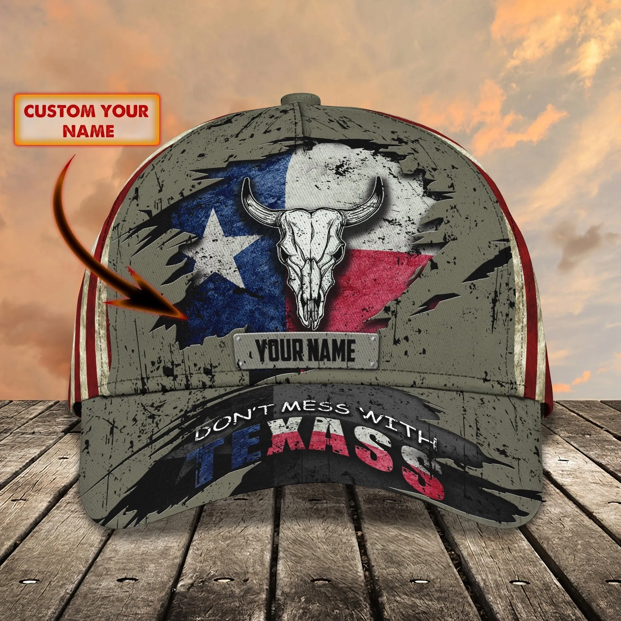 Custom With Name Texas Baseball Cap Hat, American Support Texas 3D Cap Hat, Eagle Texas Cap Hat
