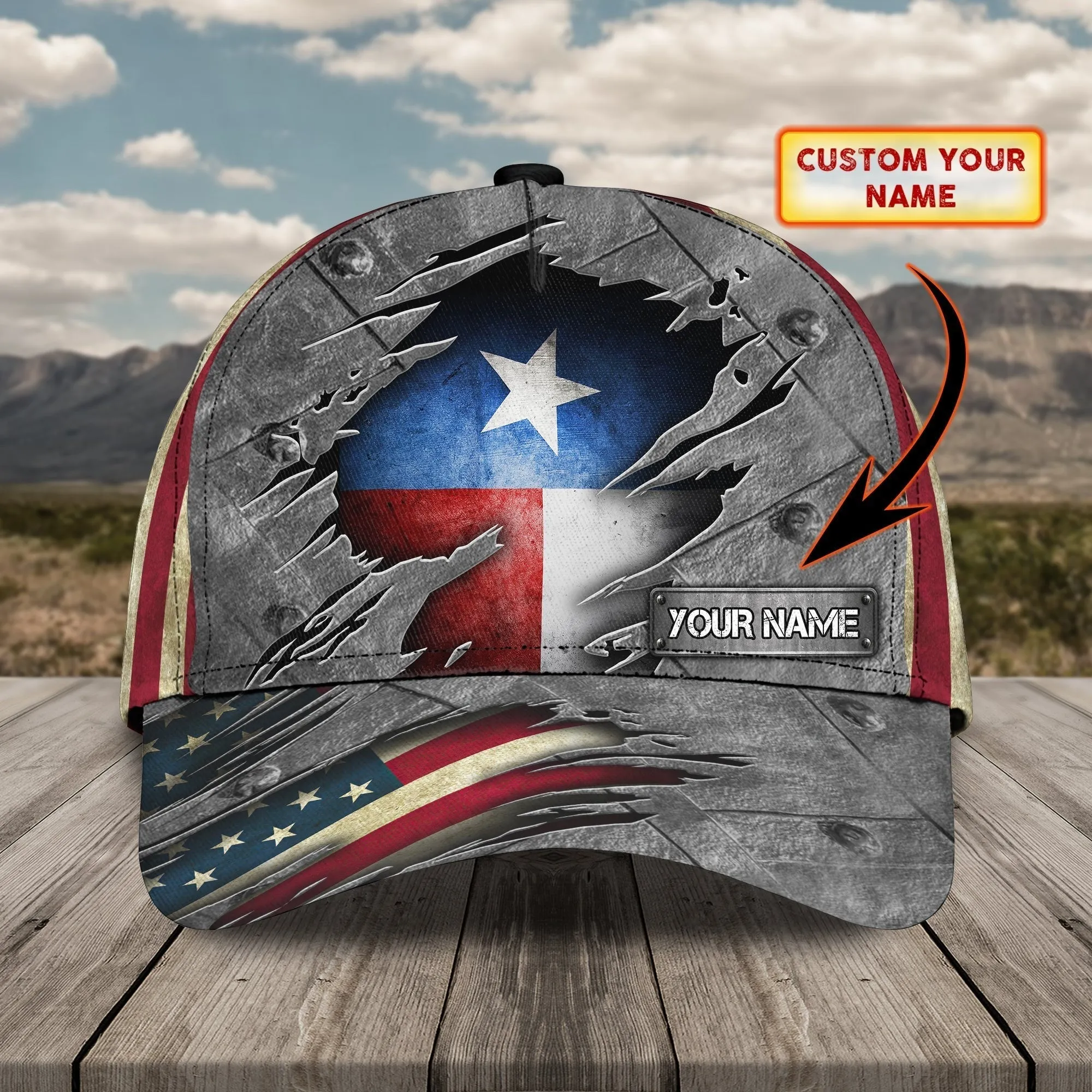 Custom With Name Texas Baseball Cap Hat, American Support Texas 3D Cap Hat, Eagle Texas Cap Hat