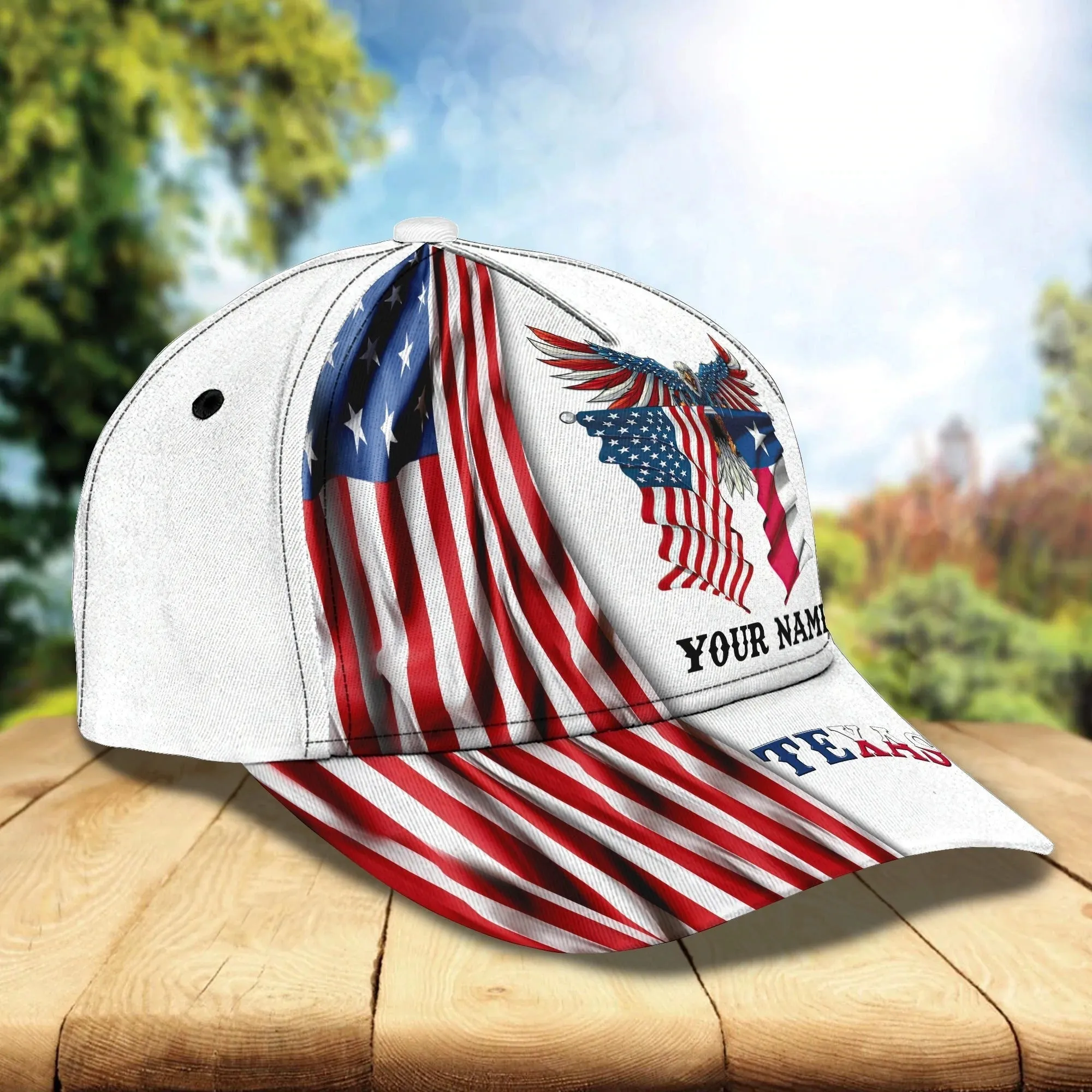 Custom With Name Texas Baseball Cap Hat, American Support Texas 3D Cap Hat, Eagle Texas Cap Hat