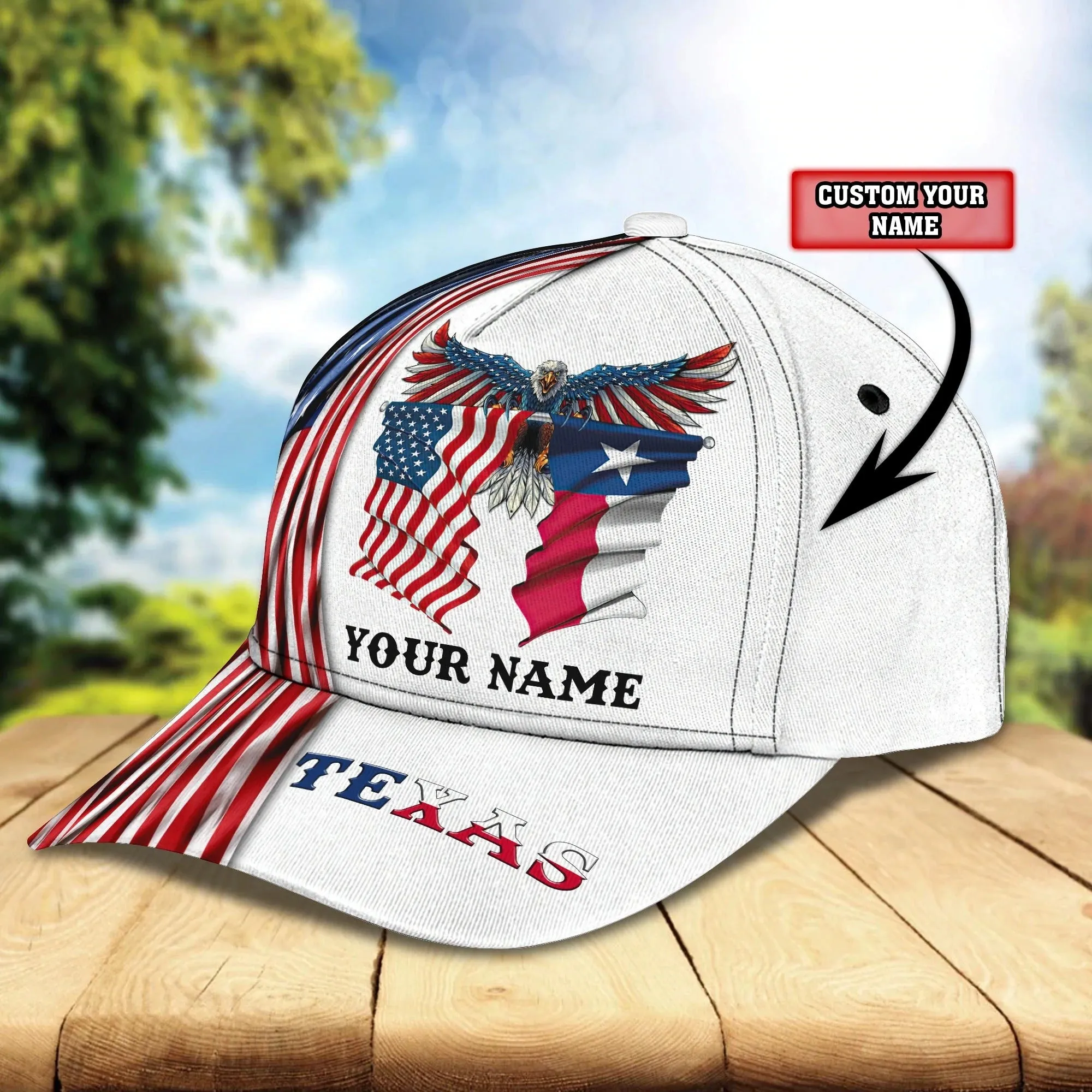 Custom With Name Texas Baseball Cap Hat, American Support Texas 3D Cap Hat, Eagle Texas Cap Hat