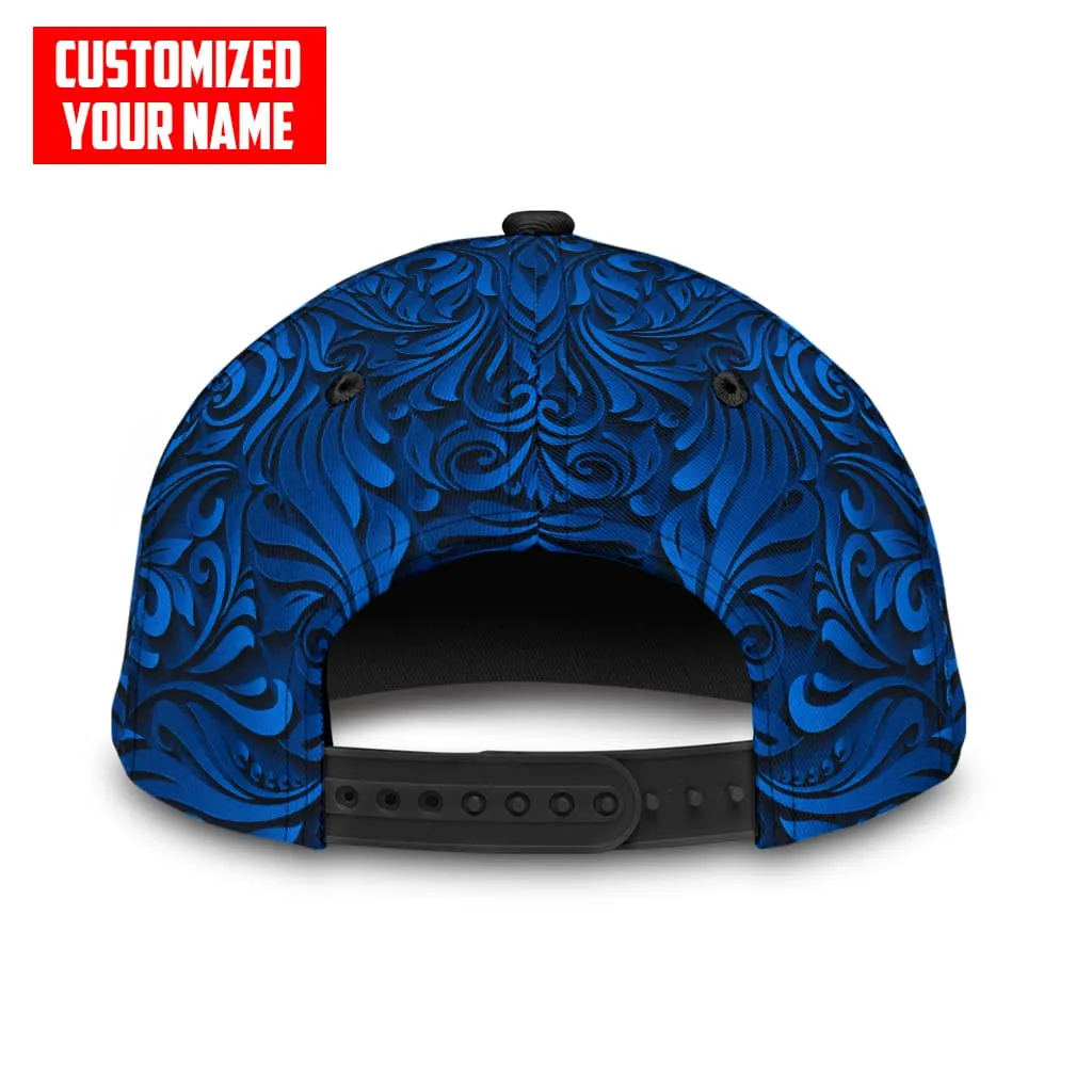 Customized Name Police Skull Classic Cap Blue Skull Baseball Cap Hat
