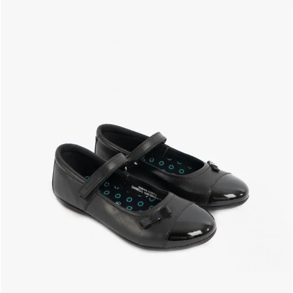 DANIELLE Girls Leather Touch Fasten Pumps Black