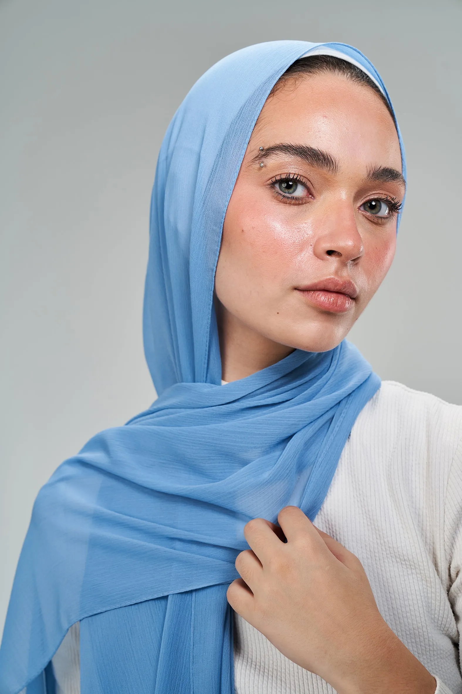 Dark Baby Blue Chiffon Dubeta