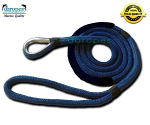 DBROPES 5/8" x 8' Double Braid Mooring Pendant Line 100% Nylon High Quality Rope with Stainless Steel Thimble and Chafe Guard.