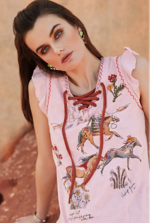 Double D Ranchwear Horses of the Wind Top