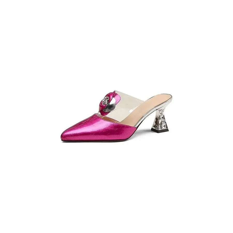 ElegantLuxe Retro Leather High Heel Sandals