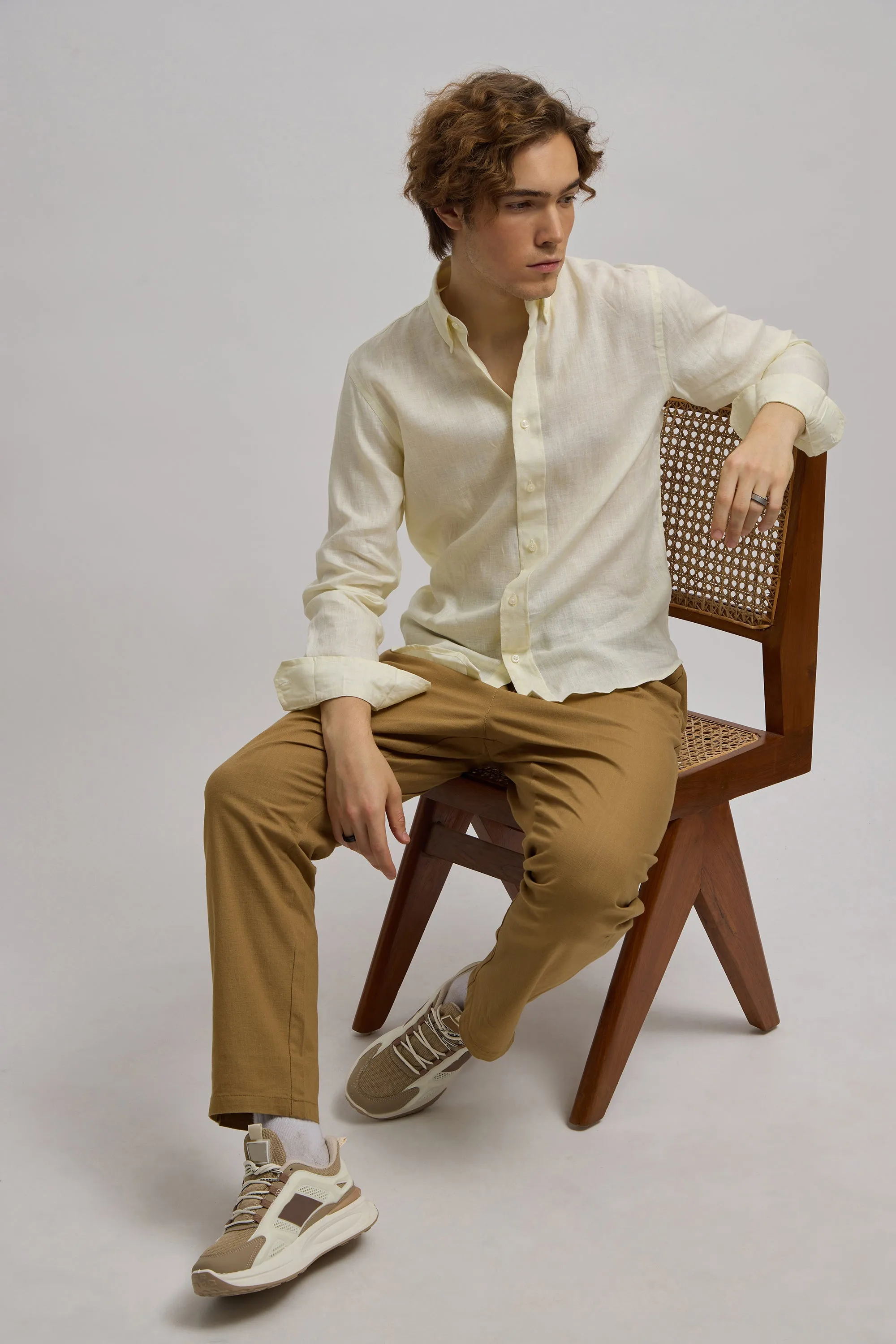 Epica - Premium 100% Linen Full Sleeve Shirt -Cream