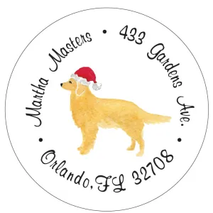 Golden Retriever Christmas Santa Address Labels