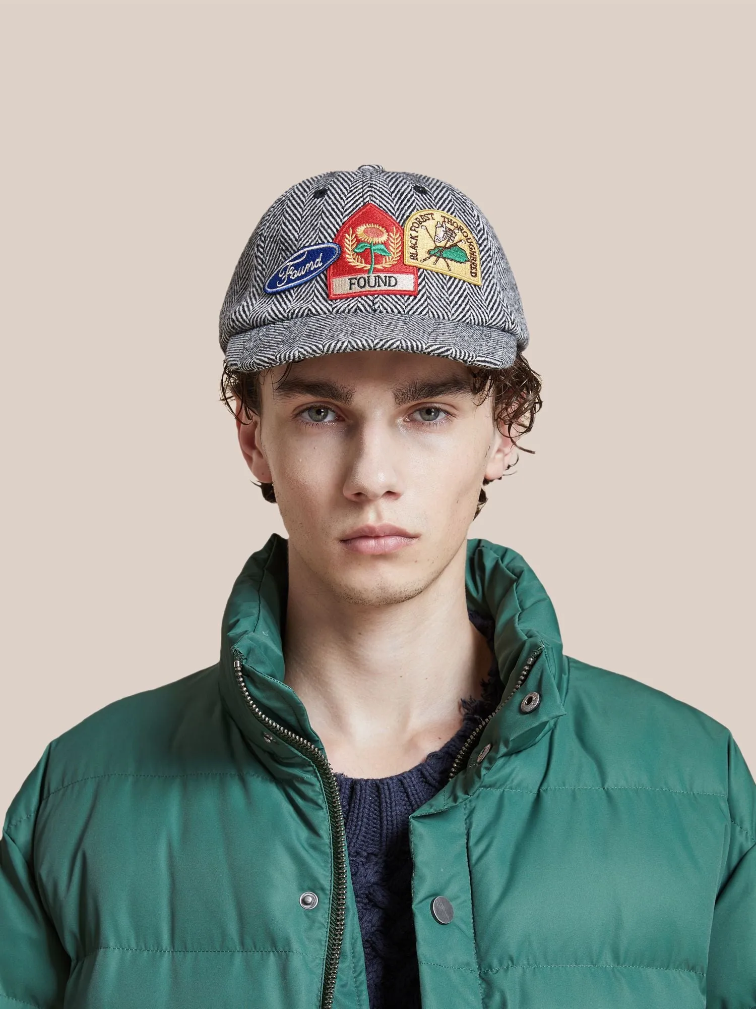 Herringbone Tweed Patch Cap