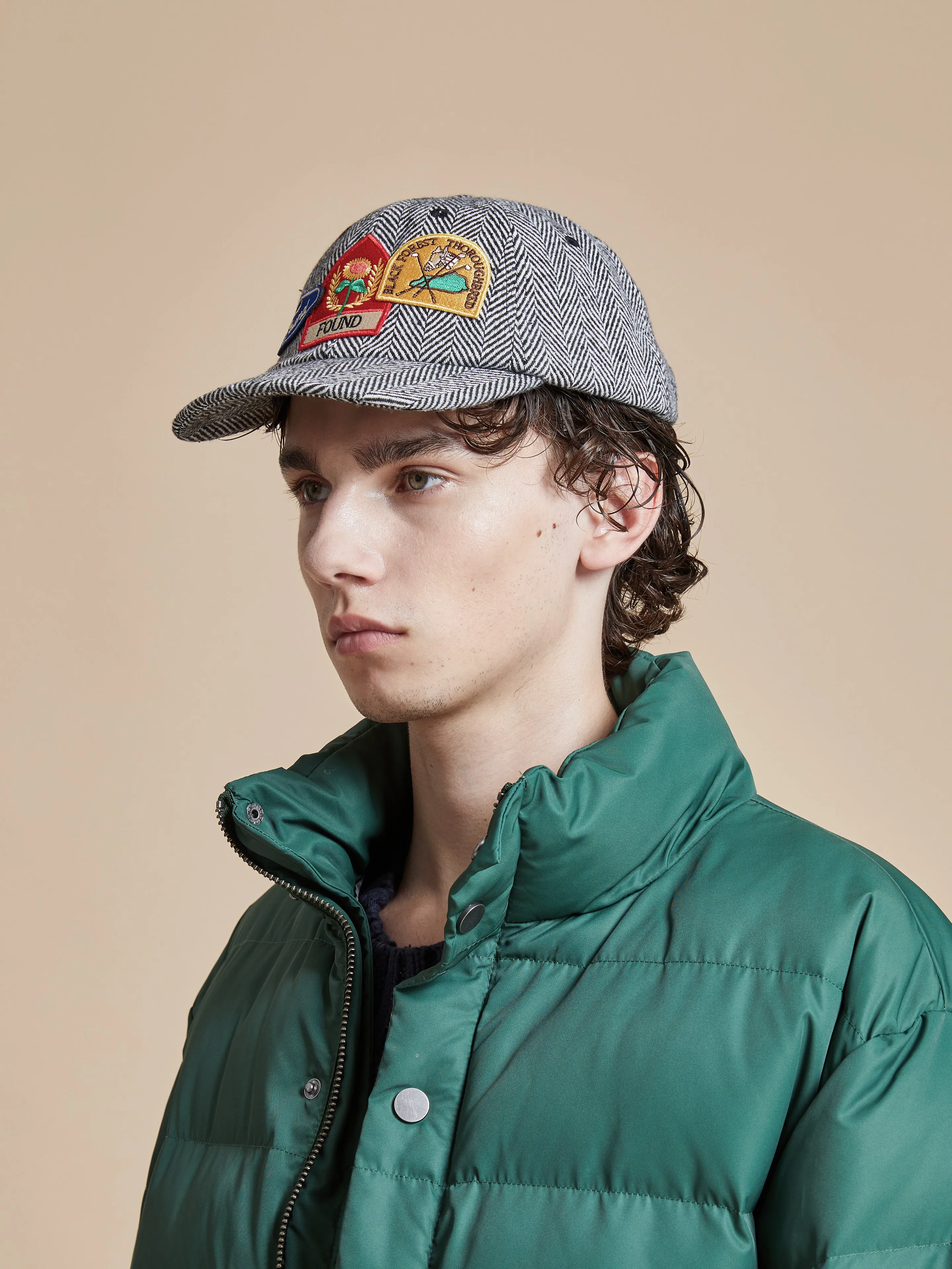 Herringbone Tweed Patch Cap