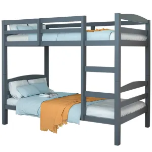 Kids Single Wooden Bunk Bed Frame - Grey Matt