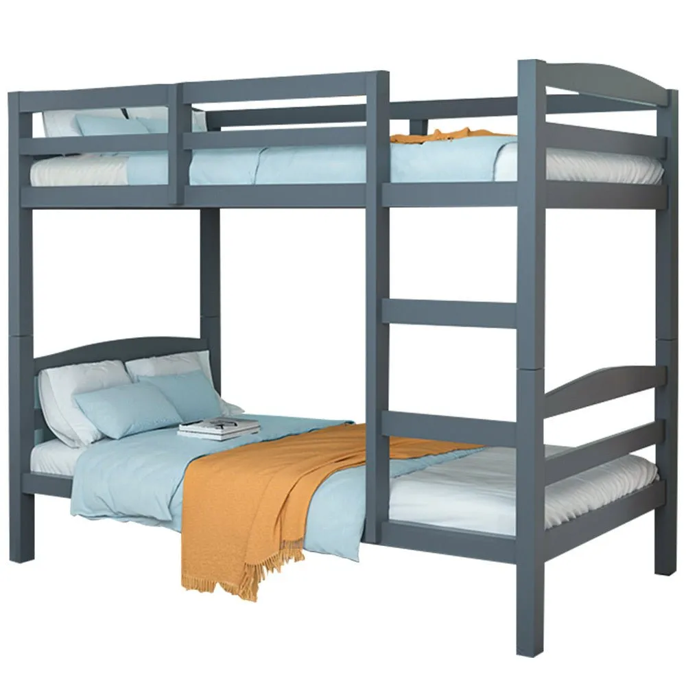 Kids Single Wooden Bunk Bed Frame - Grey Matt