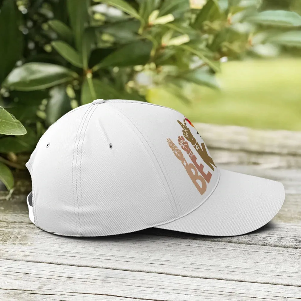 LGBT Pride Baseball Cap, Hands Be Kind White Baseball Cap, Lesbian Cap