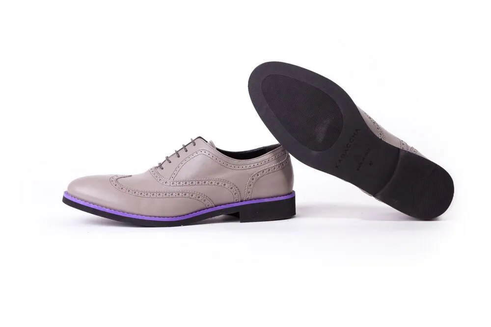 Men's Grey & Purple Accented Brogue Wingtip (EX- 118)