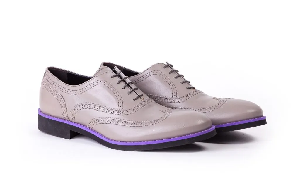 Men's Grey & Purple Accented Brogue Wingtip (EX- 118)