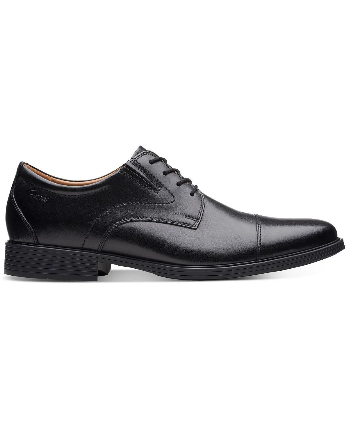 Men's whiddon cap-toe Clarks oxfords, black