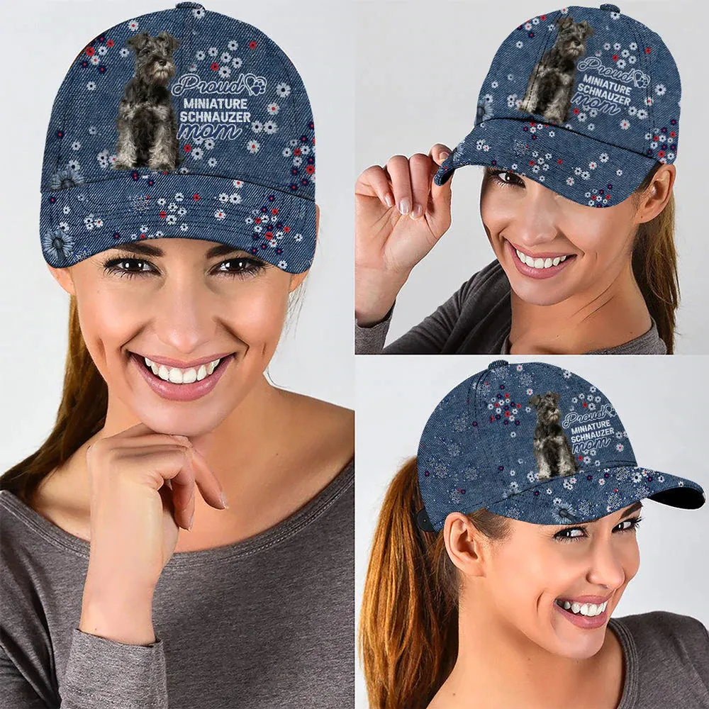 Miniature Schnauzer In Baseball Cap Hat, Cap Hat For Mom, Dog Cap Hat Flower Pattern