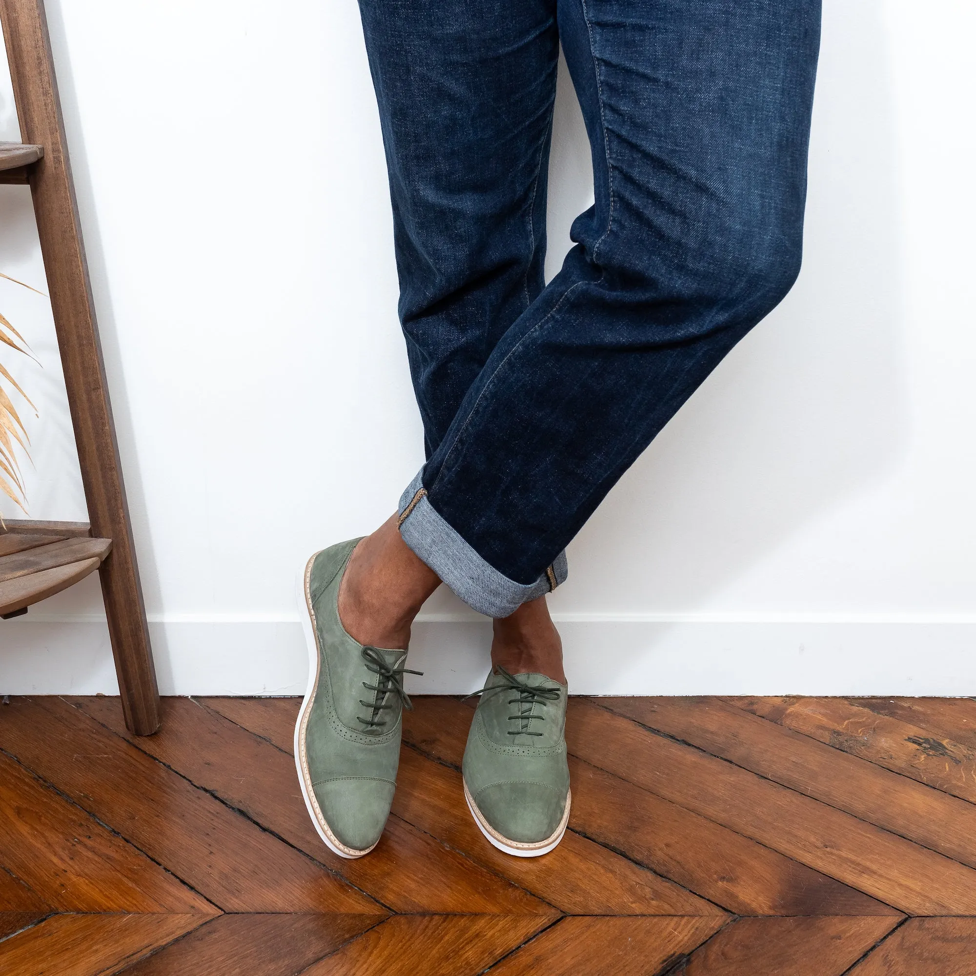 Miss Kiwi - Derbies Kaki en Cuir