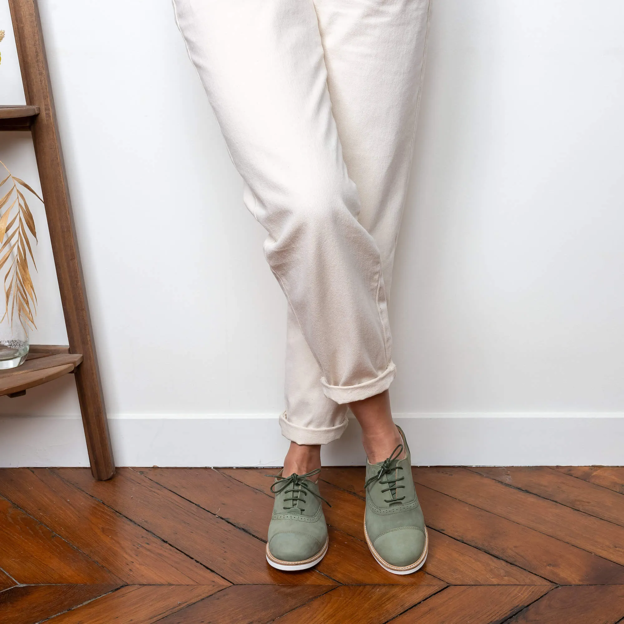Miss Kiwi - Derbies Kaki en Cuir