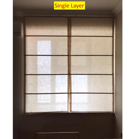 Modern Jute Window Roman Shade with Neutral Tones