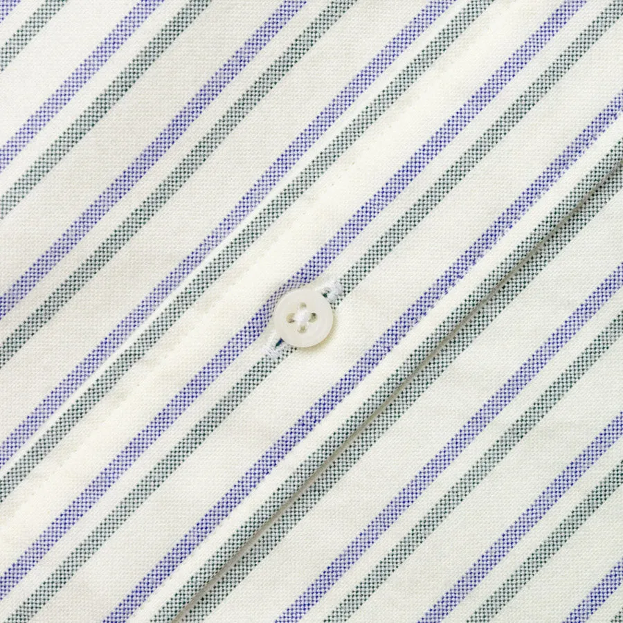 Navy Split Stripe Brushed Fall Oxford