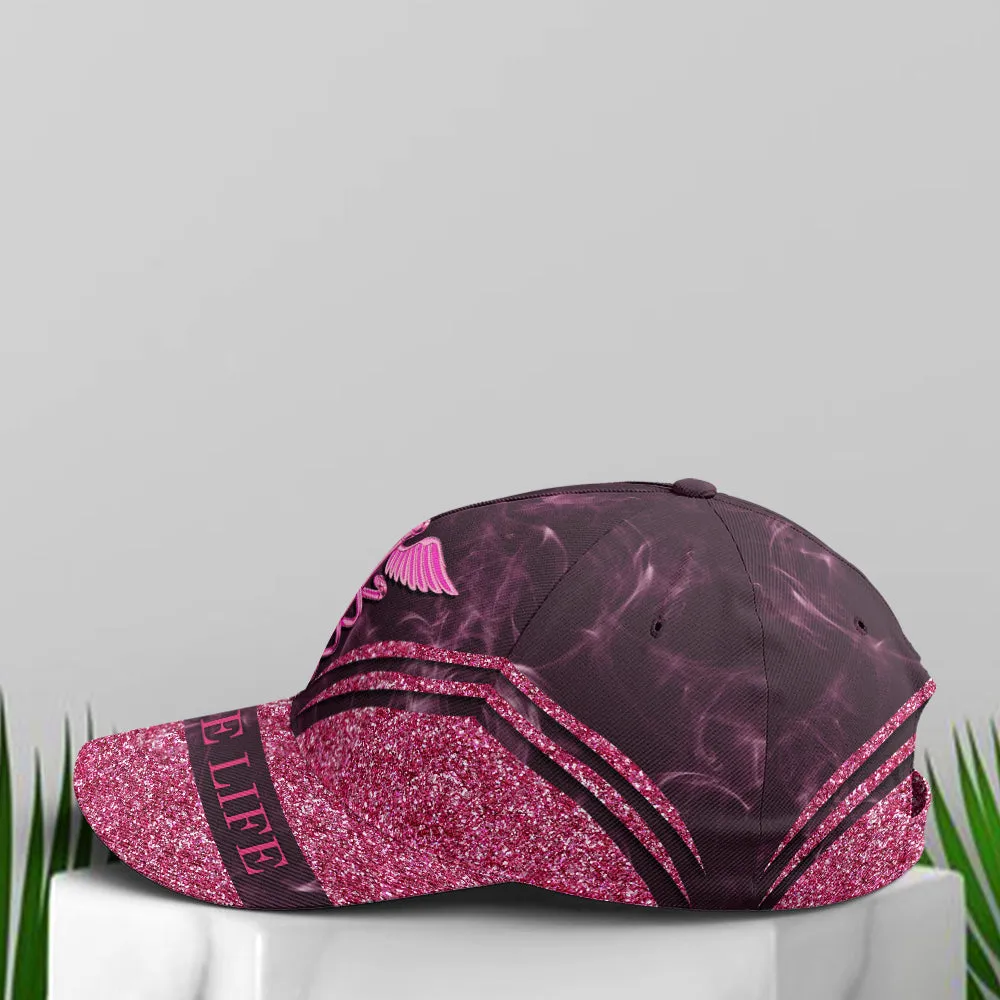 Nurse Life Pink Glitter Baseball Cap Coolspod