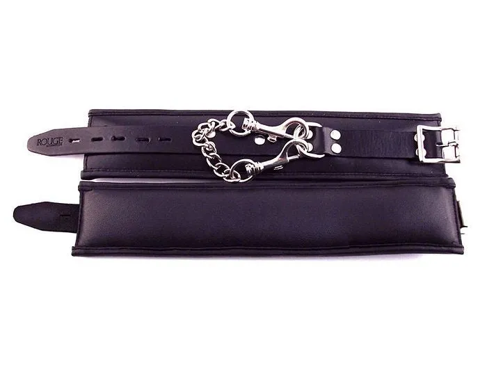 Padded Leather Ankle Cuffs Black