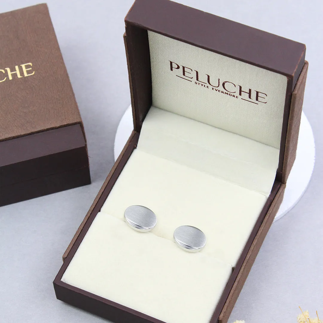Peluche Simpilicity at it best Silver Matt Cufflinks