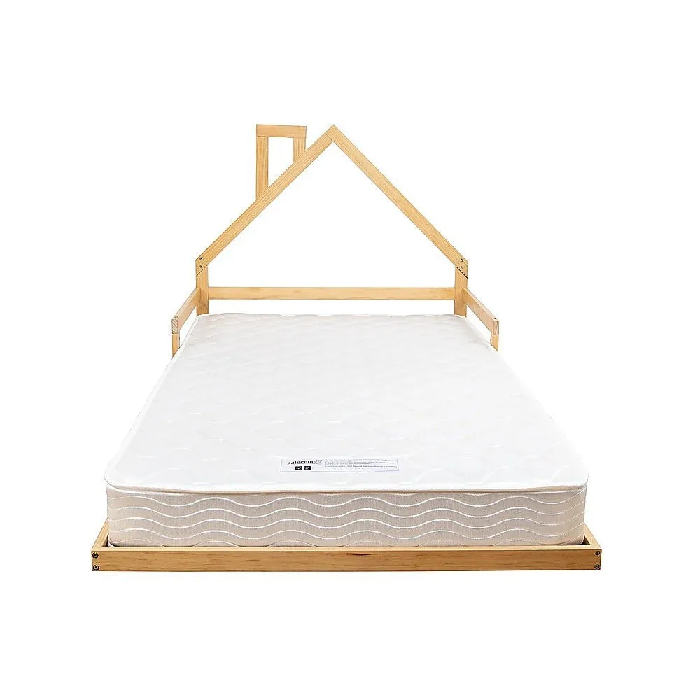 Pine Wood House Shaped King Single Floor Bed Natural