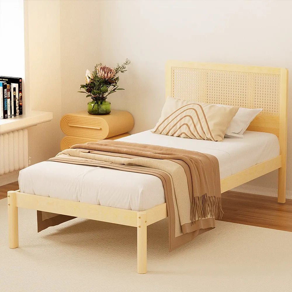Rita Rattan Single Wooden Bed Frame Pine