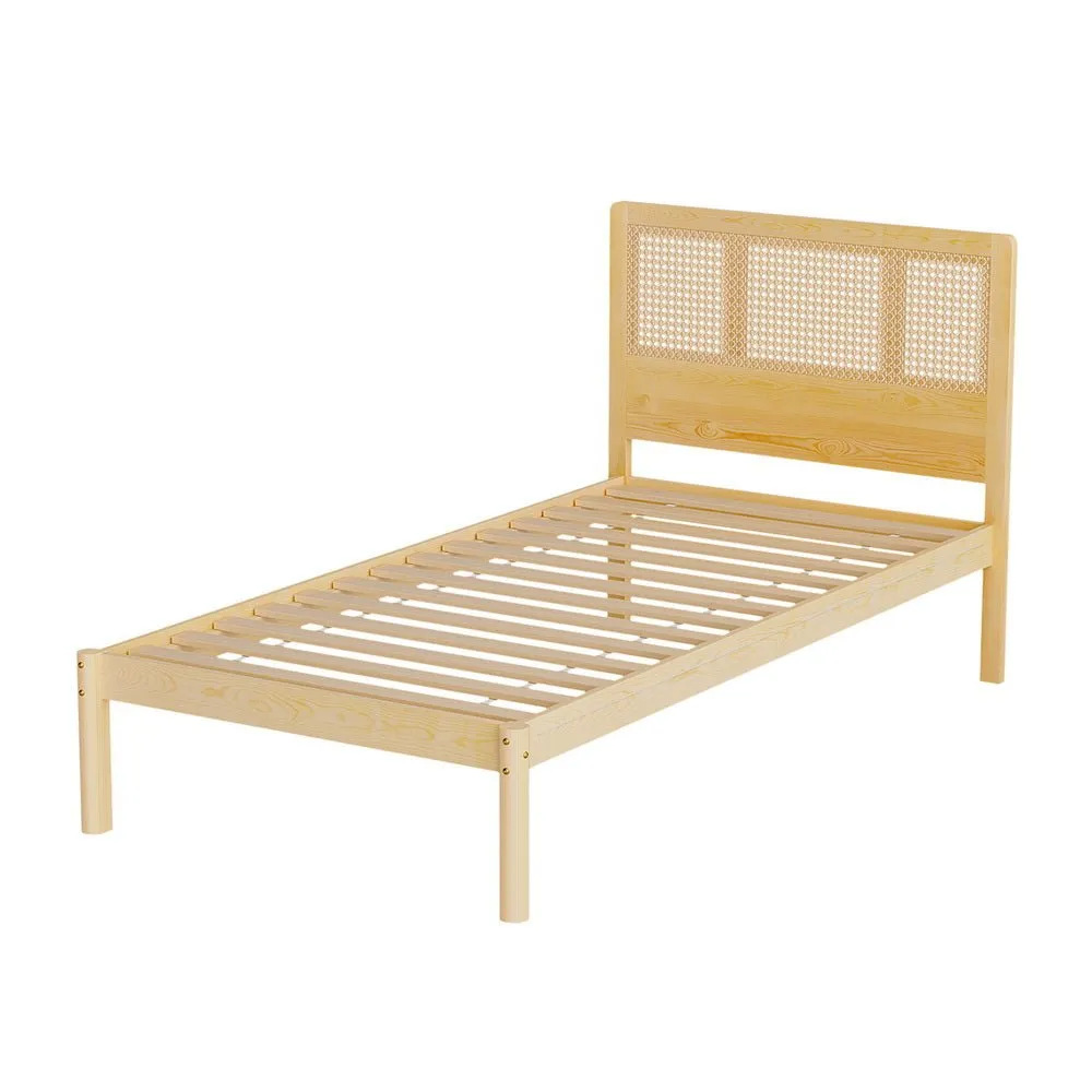 Rita Rattan Single Wooden Bed Frame Pine
